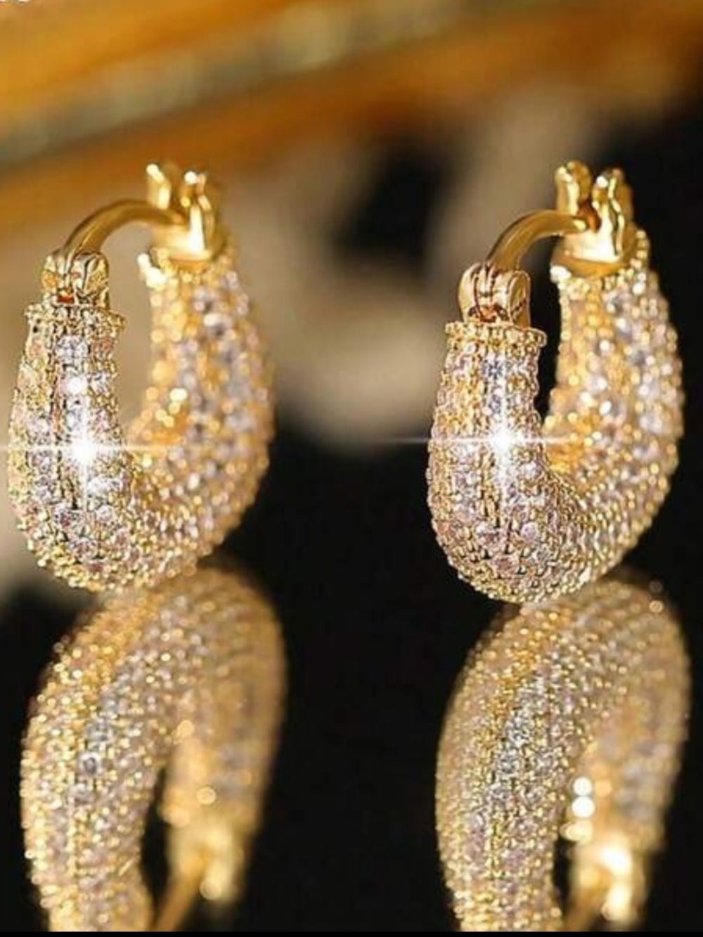 Gold Pave Hoop Earrings - Sparkling Crystal Accent